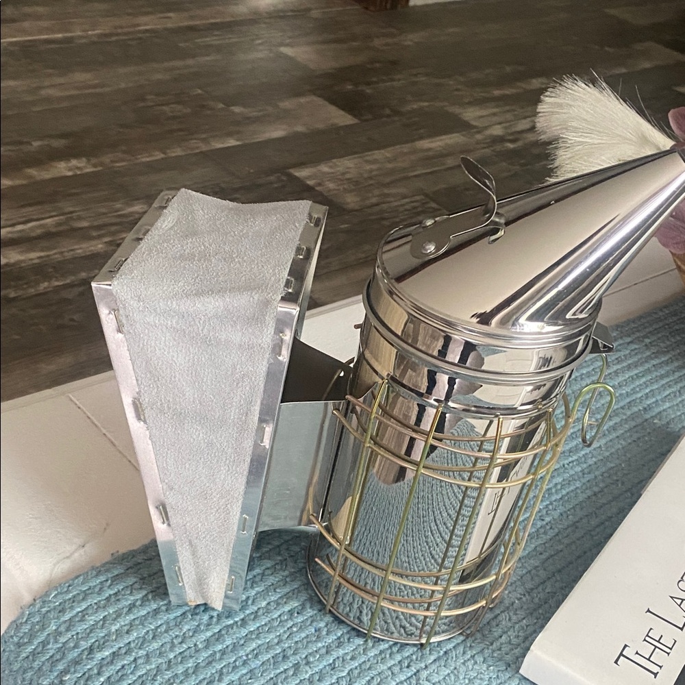Silver Beekeeping Smoker with Cage